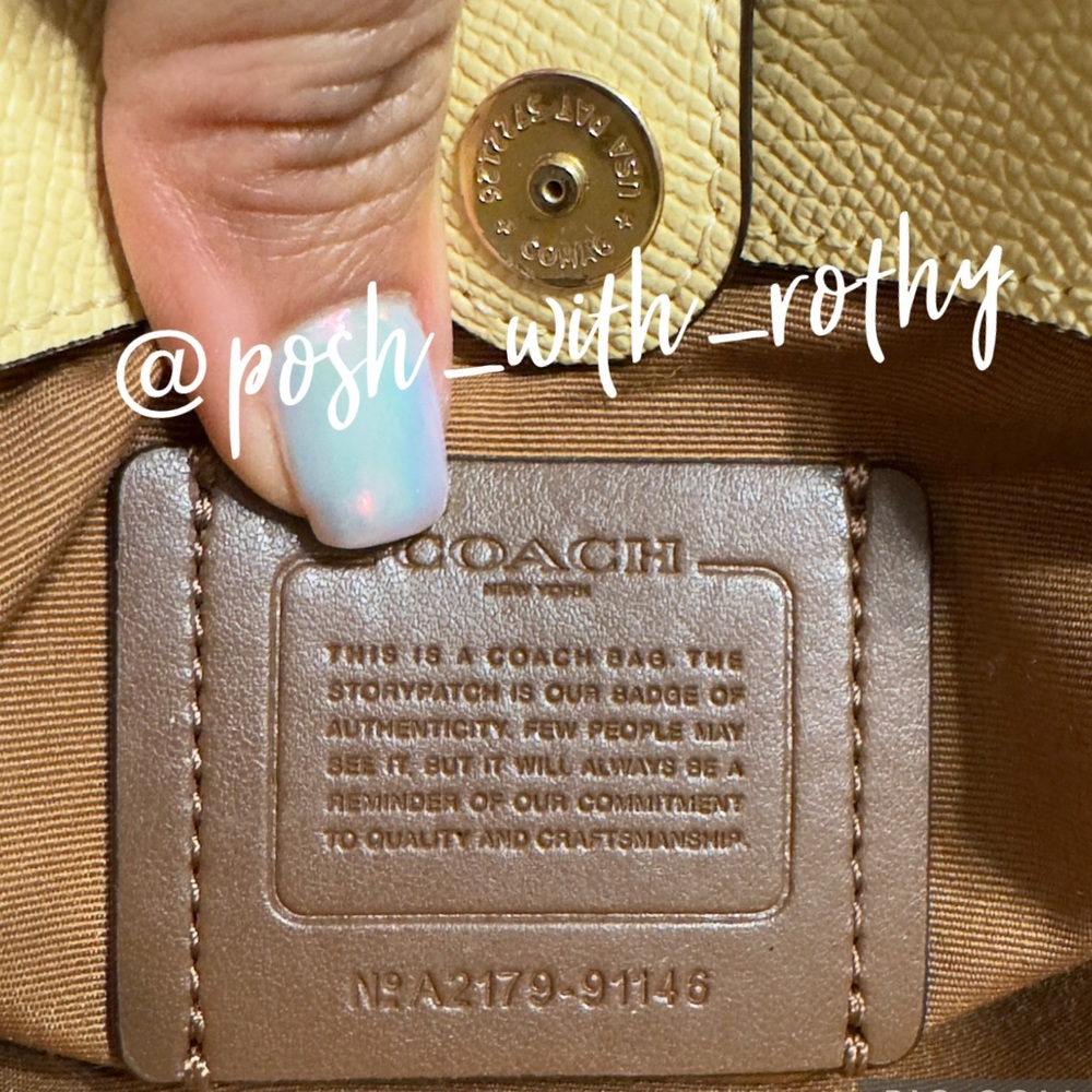Coach Pebbled Leather Satchel in Light Yellow - Picture 13 of 14
